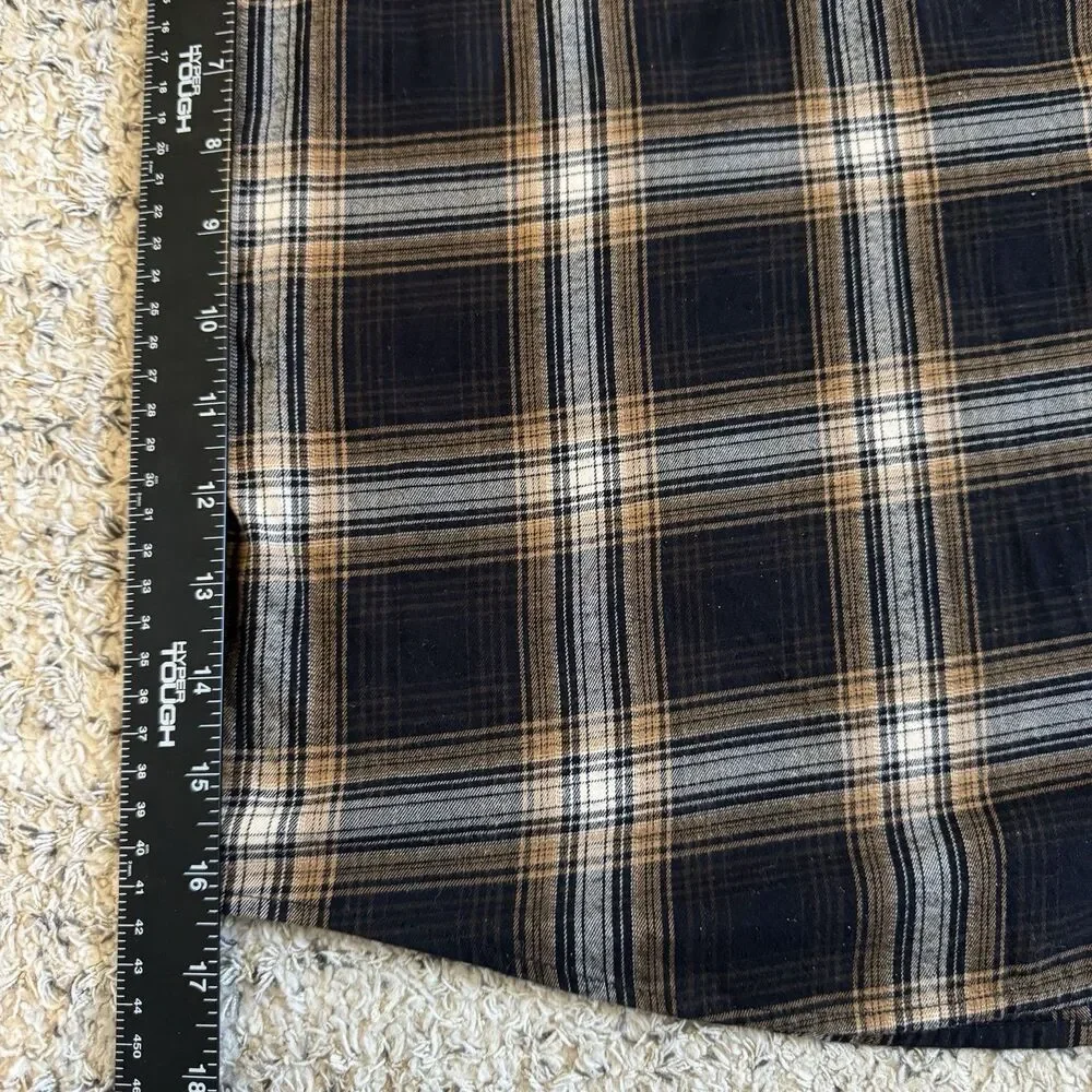 Banana Republic Untucked Fit Men’s XL Plaid Flannel Front Shirt Black Brown